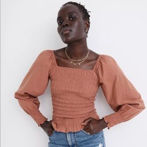 Madewell Bubble-Sleeve Smocked Top